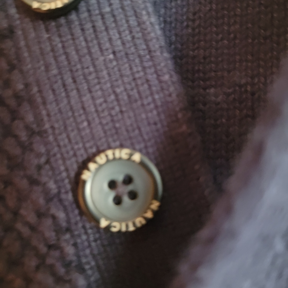 Nautica Blue Fisherman’s Cable knit Sweater with 3/4 Button Up. 100% Cotton, Med - Picture 4 of 5